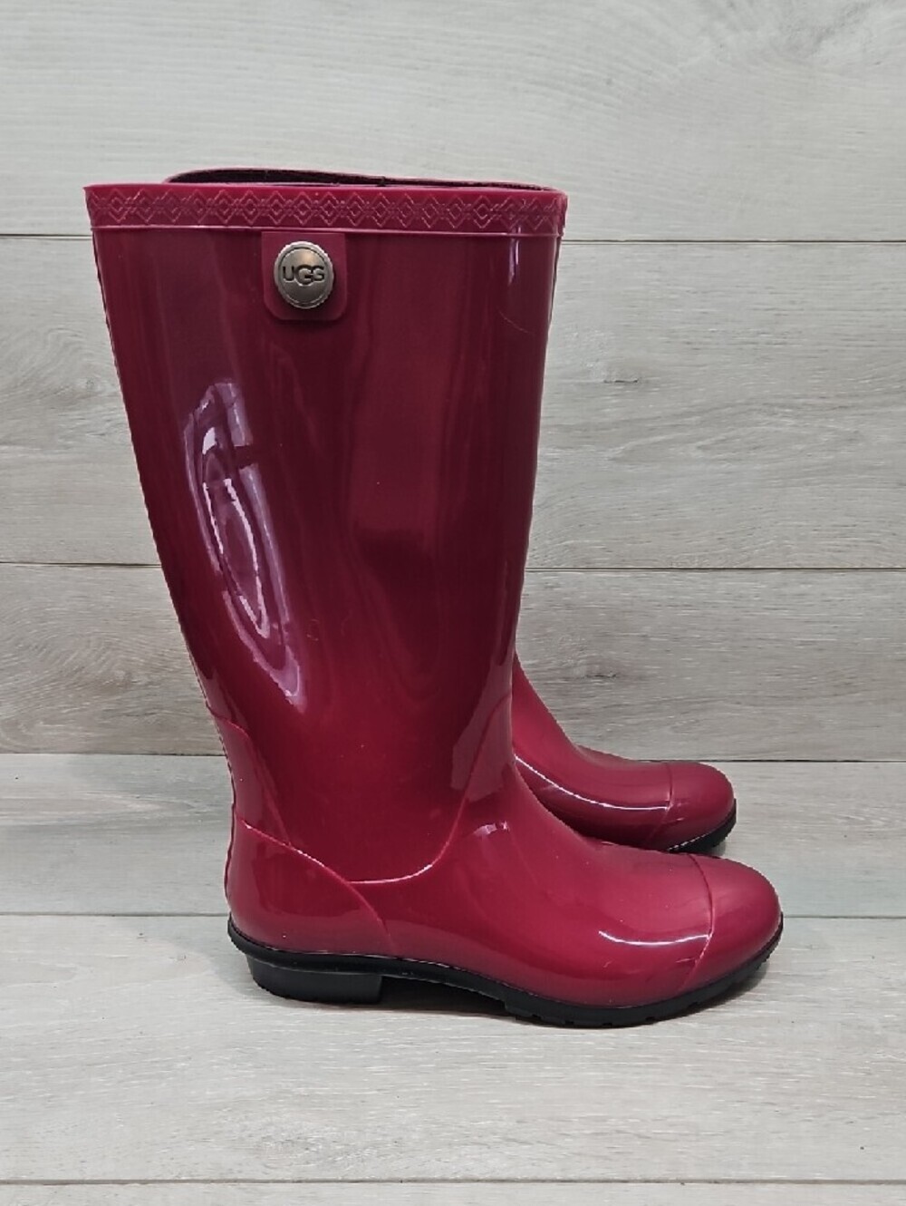 UGG Women's Glossy Raspberry Rain Boots